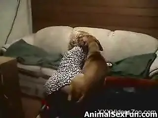 Leaking pussy blonde getting fucked by an eager dog