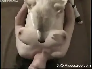 Chubby babe getting her wet pussy bred by a dog