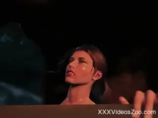 Intense monster fuck scene with a brunette beauty