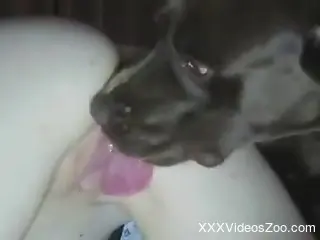 Ghostly pale zoophile getting humped by a horny beast
