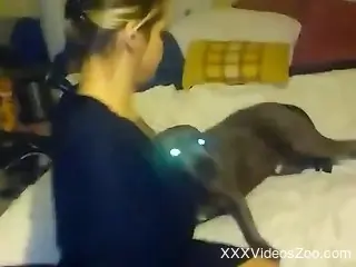 Awesome love scene with a black animal that bangs