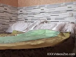 Aroused female bends that ass to fuck with the dog