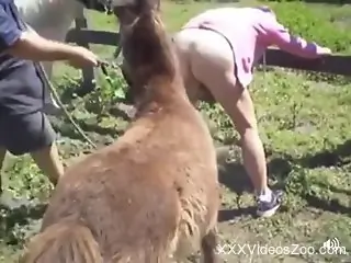 Alluring female enjoys heavy duty inches of dog dick in her shaved cunt