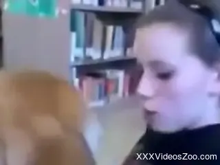 Curious woman tries the dog's penis for a few perversions