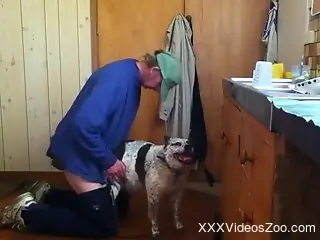 Clothed amateur man wants to experience anal sex with his dog
