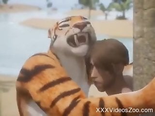 Insolent anime scenes show tiger fucking with gay man