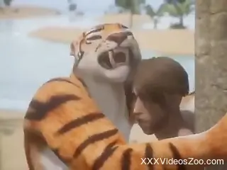 Insolent anime scenes show tiger fucking with gay man