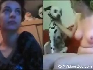 Cam slut shares nudity and dog zoophilia for her girlfriend
